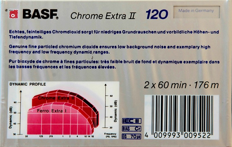 Compact Cassette BASF Chrome Extra II 120 "22681/H3" Type II Chrome 1988 Europe
