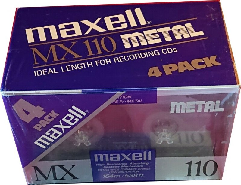 4 pack Maxell MX 110 Type IV Metal 1990 USA