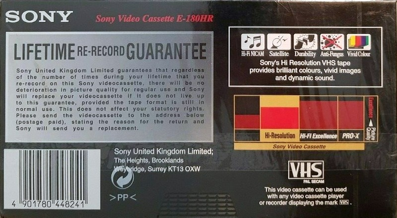 VHS, Video Home System: Sony  - Hi Resolution 180