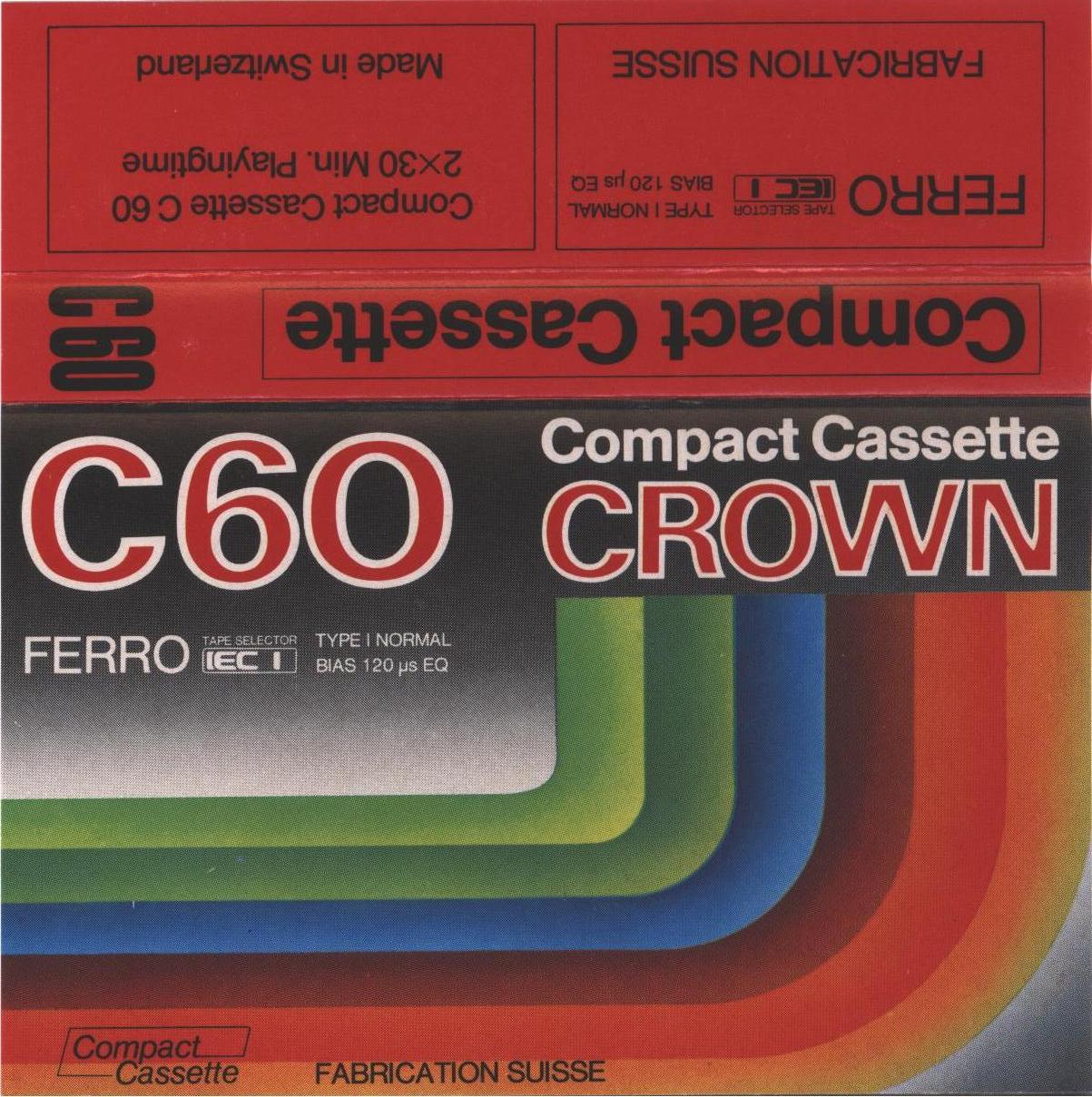 Compact Cassette Crown / Crown Radio Corporation 60 Type I Normal 1979 Europe