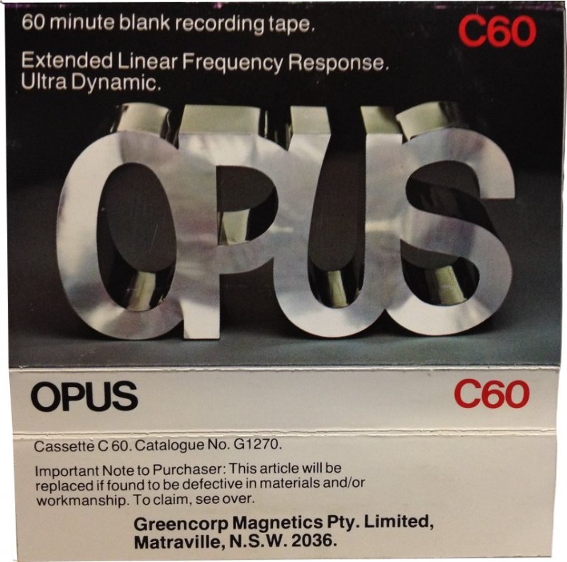 Compact Cassette Opus 60 Type I Normal 1972 Australia