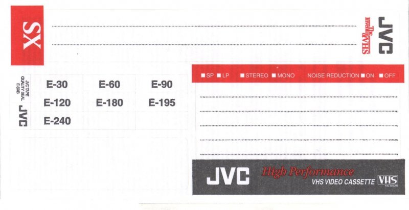 VHS, Video Home System JVC SX 240 "E-240 SX B" Type I Normal 2002 Europe