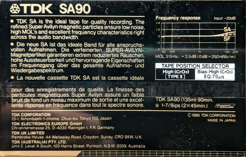 2 pack TDK SA 90 Type II Chrome 1986 Australia, Europe