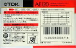 Compact Cassette TDK AE 120 "AE-120K" Type I Normal 1989 Japan