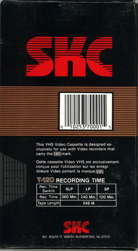 VHS, Video Home System SKC SG 120 Type I Normal USA
