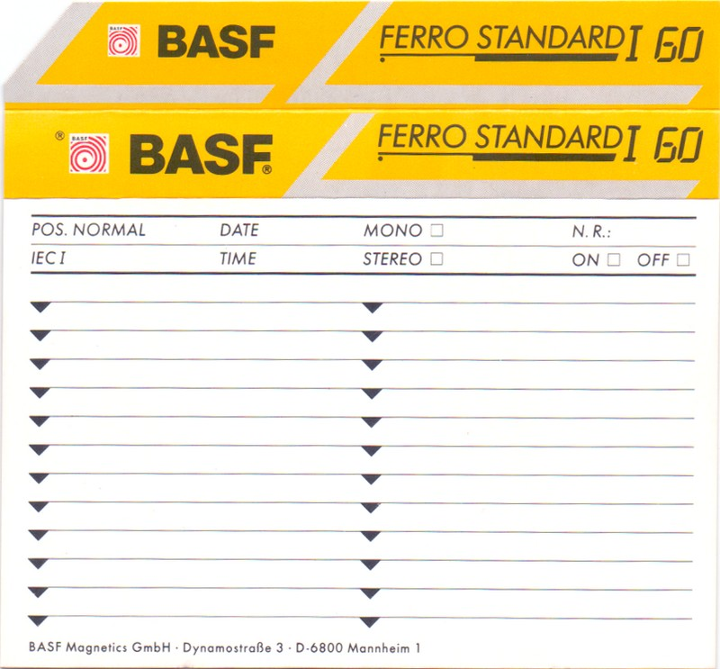 Compact Cassette: BASF  - Ferro Standard I 60