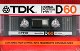 Compact Cassette TDK D 60 Type I Normal 1985 North America