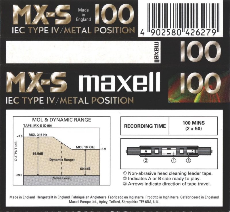 Compact Cassette Maxell MX-S 100 Type IV Metal 1998 Europe