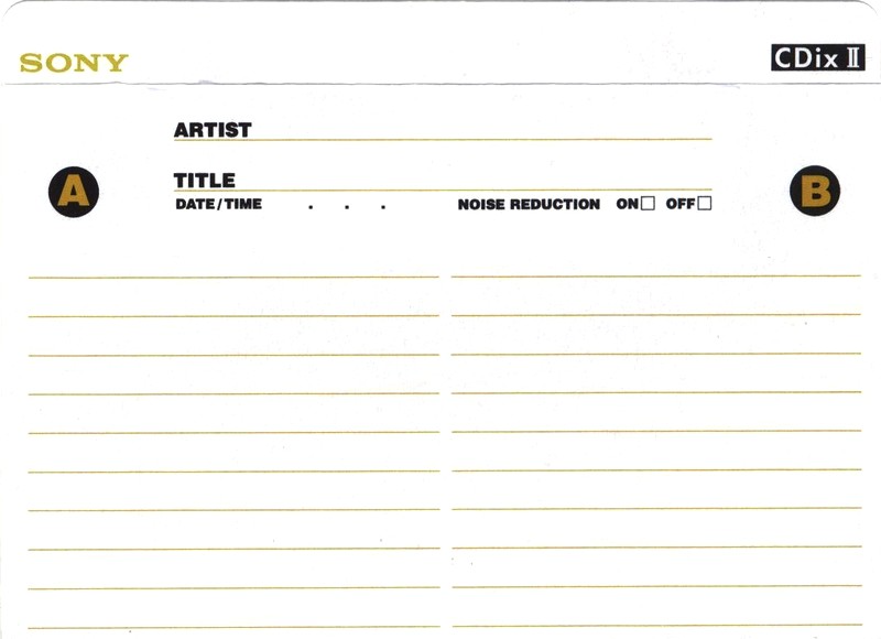 Compact Cassette Sony CDix II 54 "C-54CDX2C" Type II Chrome 1995 Japan