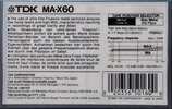 Compact Cassette TDK MA-X 60 Type I Normal 1986 Worldwide