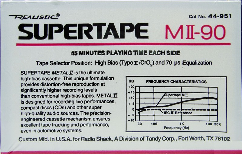 Compact Cassette Realistic MII 90 Type II Chrome 1988 USA