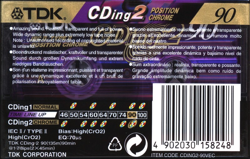 Compact Cassette: TDK  - CDing 2 90