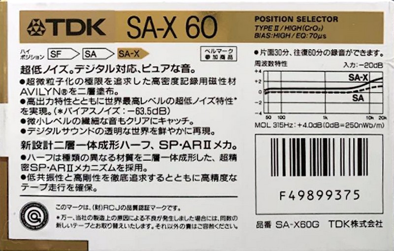 Compact Cassette: TDK  - SA-X 60