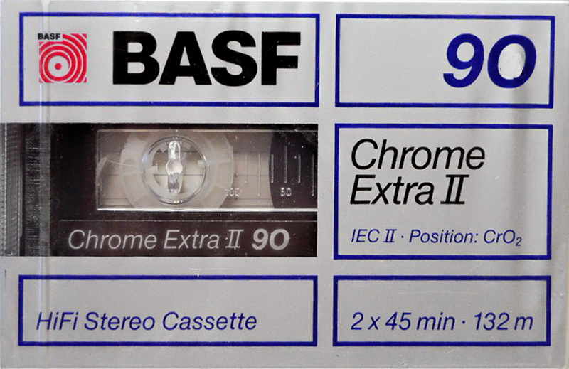 Compact Cassette BASF Chrome Extra II 90 "Large Window" Type II Chrome 1989 USA