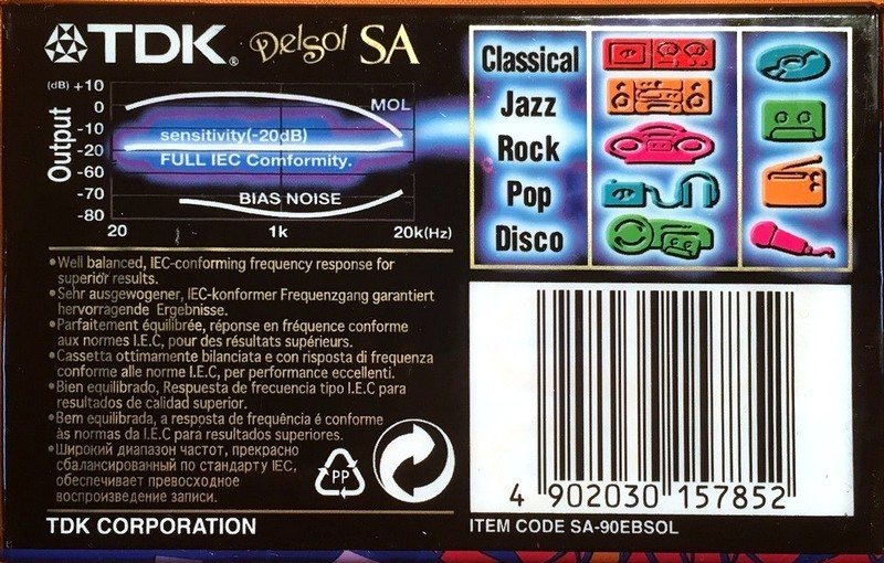 Compact Cassette TDK SA 90 "SA-90EBSOL Delsol" Type II Chrome 1997 Worldwide