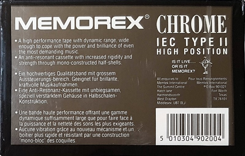 Compact Cassette Memorex CRS+ 90 Type II Chrome 1991 Europe