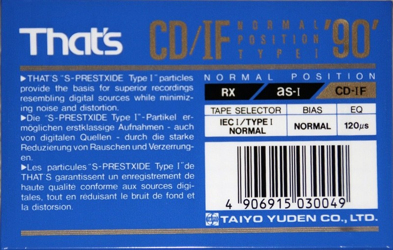 Compact Cassette Thats CD-IF 90 Type I Normal 1991 Europe