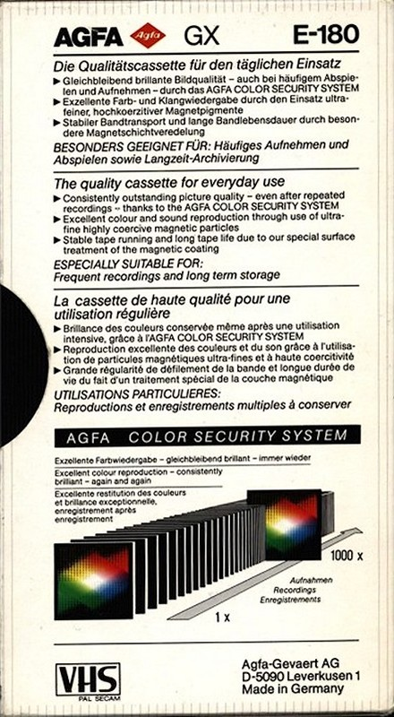 VHS, Video Home System: AGFA  - GX 180