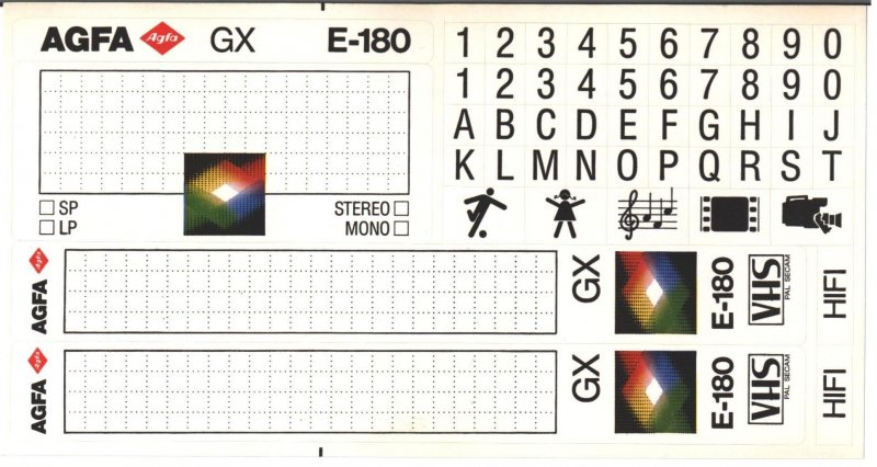 VHS, Video Home System AGFA GX 180 Type I Normal 1989 Germany