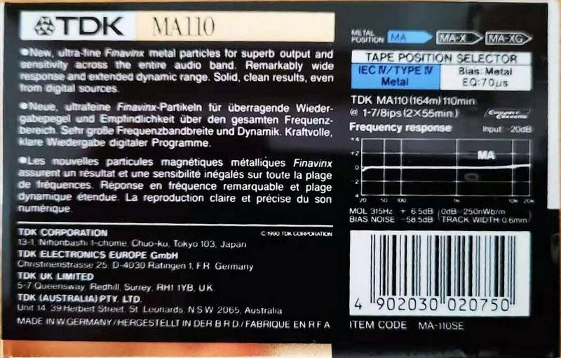 Compact Cassette: TDK  - MA 110